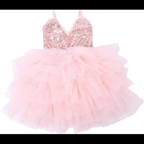 Pageant Lace Dresses Gown for Flower Girl Baby Rose Gold/Pink Peach - Picture 2 of 6